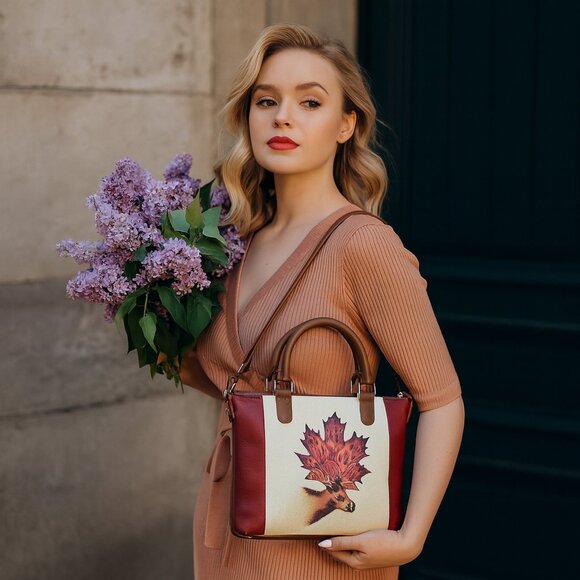 Printed Leather 3-in-1 Convertible Top Handle Crossbody Bag for Women- Daily Use - Picture 3 of 16